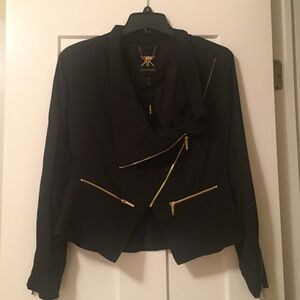 Kardashian Kollection Black Jacket with Gold Zippers